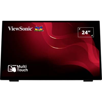 24palcový multi-dotykový displej ViewSonic s červeným pozadím a logem ViewSonic v levém horním rohu.