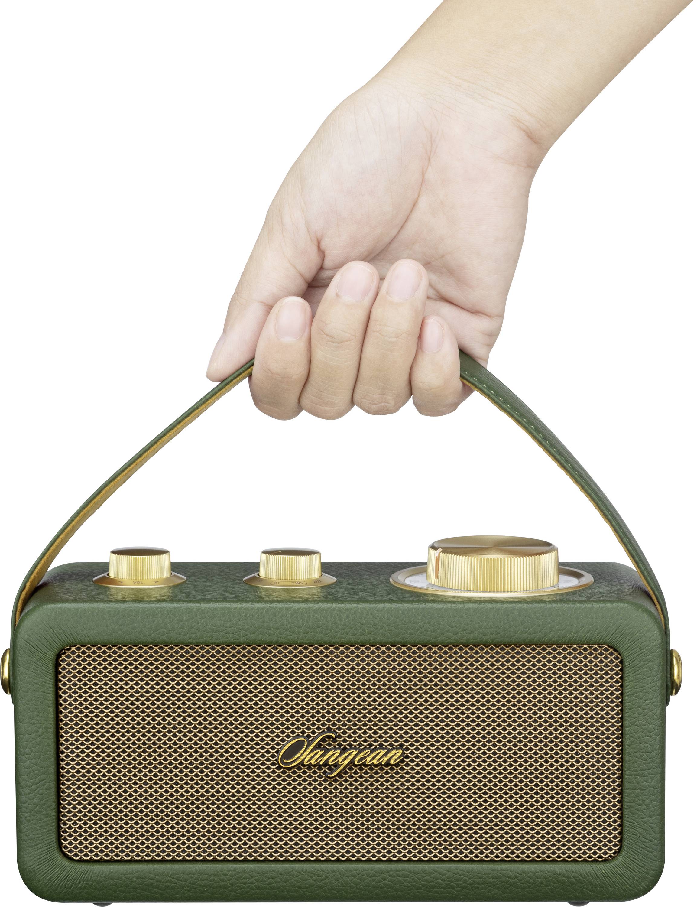 Sangean RA-101 A500523 Akumulátorové rádio, FM, Bluetooth, AUX, s akumulátorem, zelená, zlatá-6