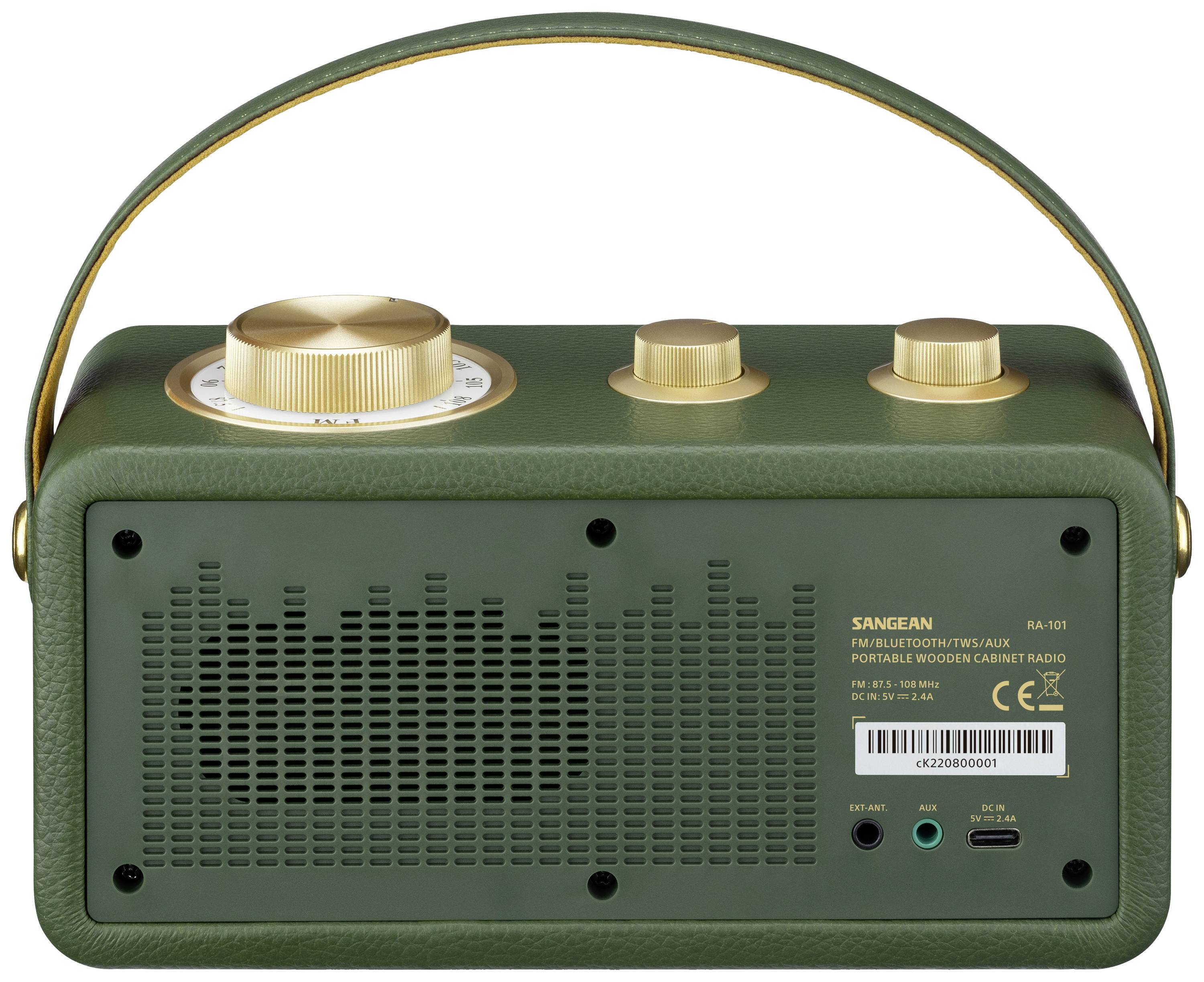 Sangean RA-101 A500523 Akumulátorové rádio, FM, Bluetooth, AUX, s akumulátorem, zelená, zlatá-5