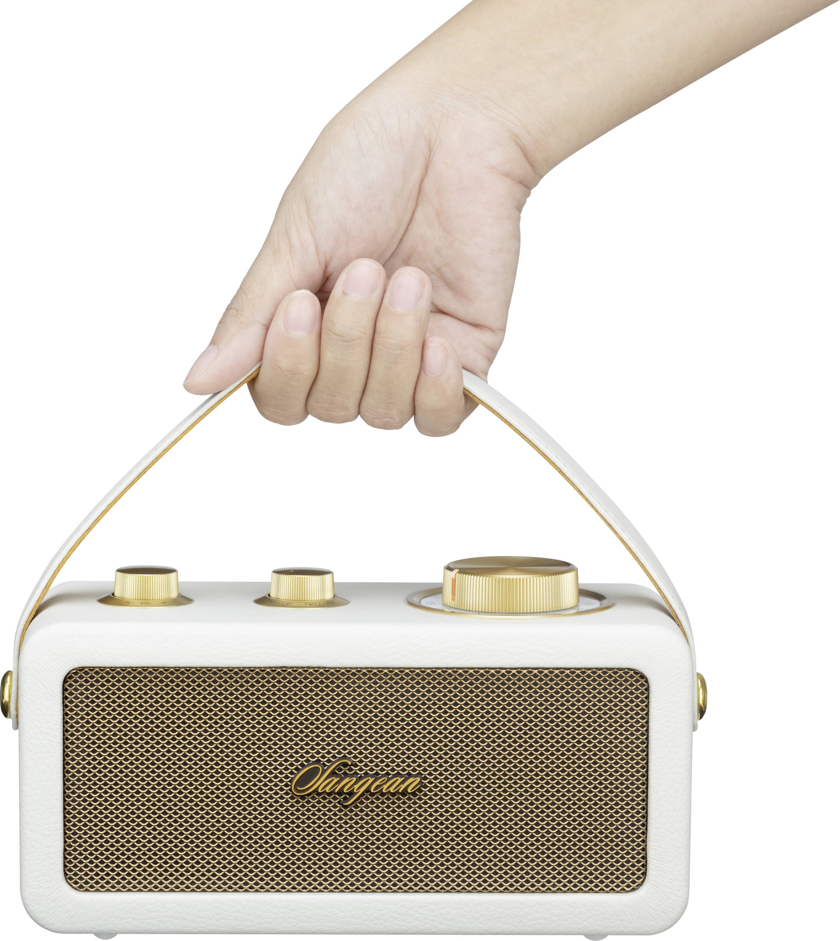 Sangean RA-101 A500524 Akumulátorové rádio, FM, Bluetooth, AUX, s akumulátorem, Ivory , zlatá-6