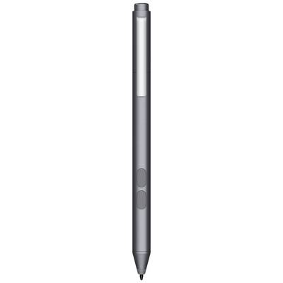 Šedé digitální pero se dvěma tlačítky, vhodné pro dotykové obrazovky nebo tablety.
