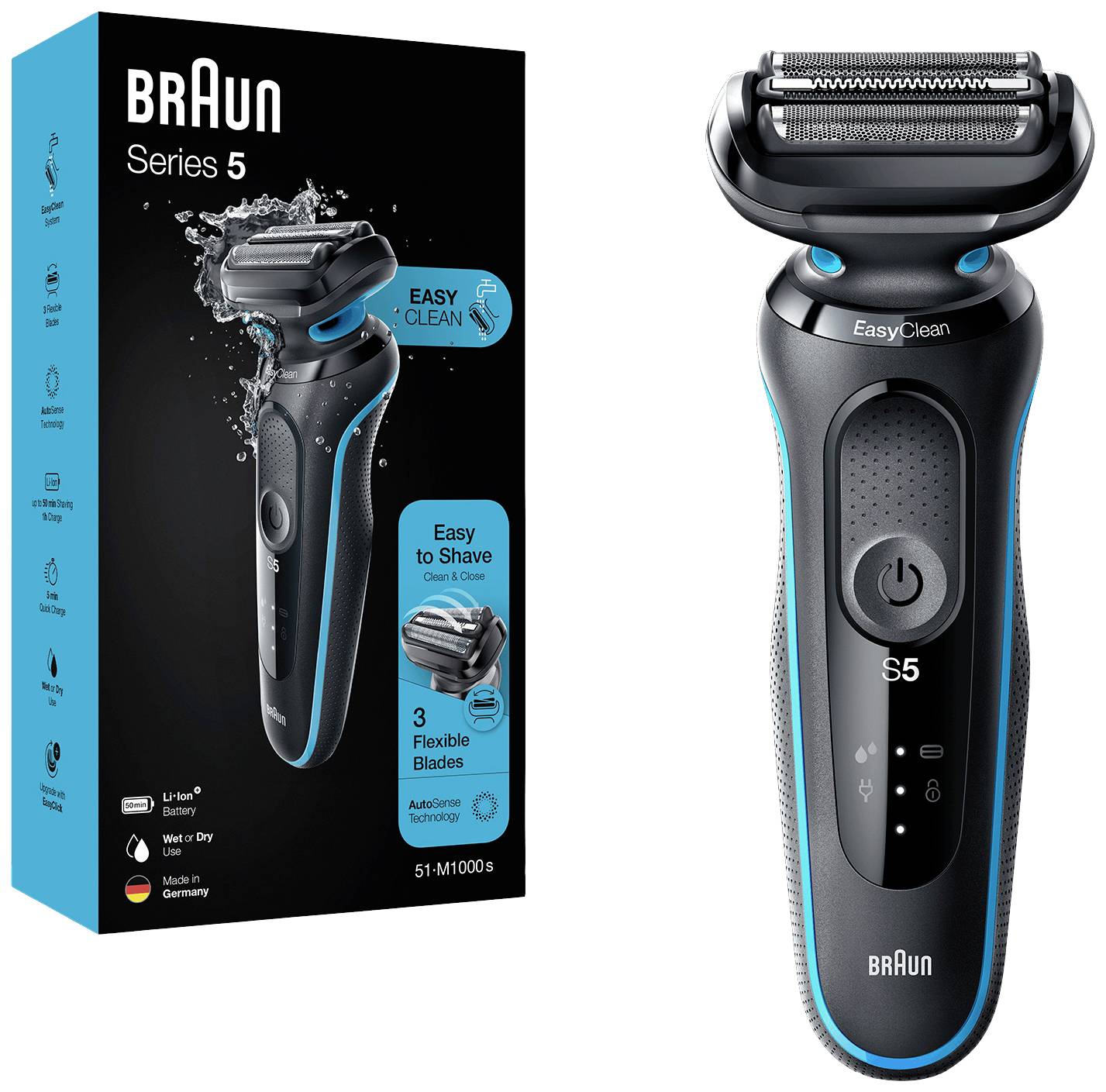 Braun 51-M1000s 51-M1000s foliový zastřihovač černá/modrá-1