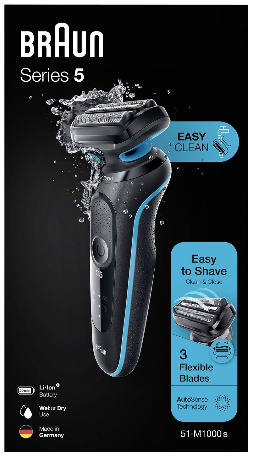 Braun 51-M1000s 51-M1000s foliový zastřihovač černá/modrá-3