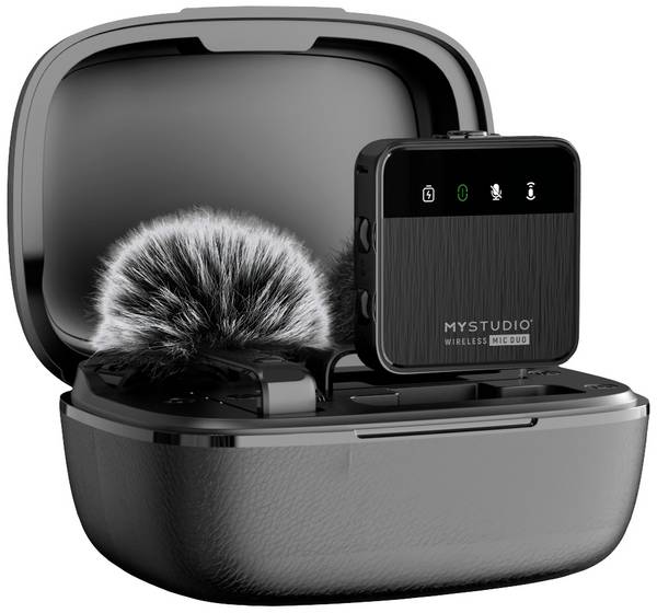 nasazovací studiový mikrofon Easypix MyStudio® Wireless Mic Duo Druh přenosu:kabelový, bezdrátový vč. ochrany proti větru, vč. pouzdra na mikrofon