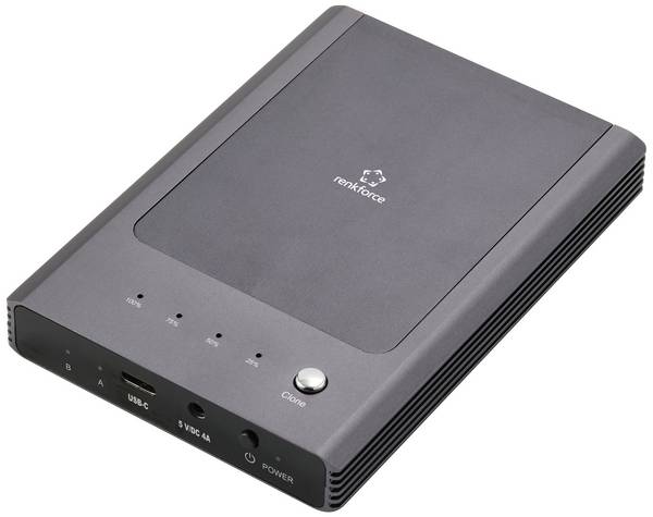 Renkforce RF-ENC-450 USB-C® M.2 PCIe NVMe 2 porty dokovací stanice pro pevný disk  s funkcí klonování