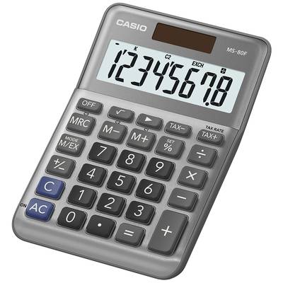 Casio MS-80F  stolní kalkulačka šedá Displej (počet míst): 8 na baterii, solární napájení (š x v x h) 101 x 148.5 x 27.6