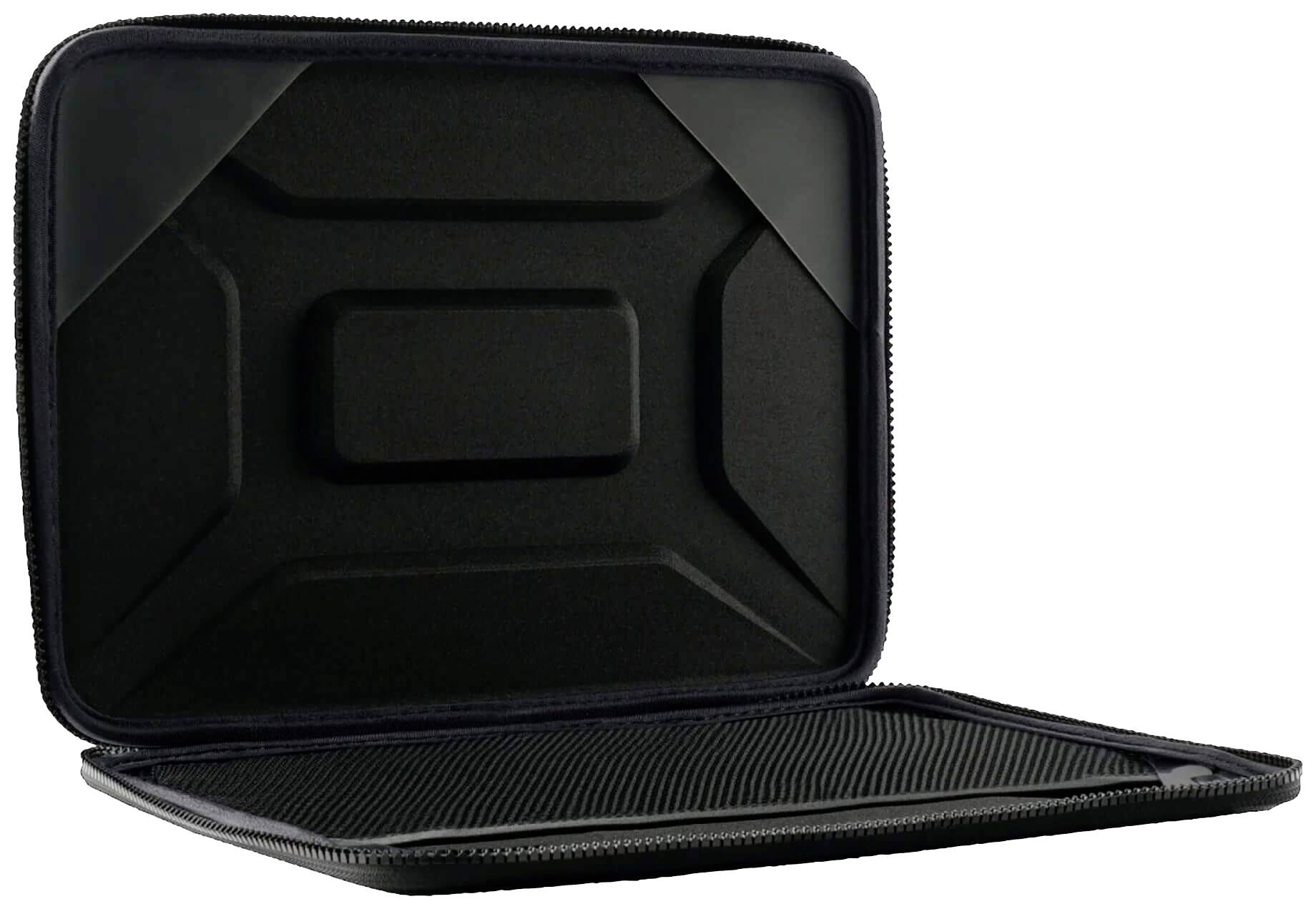 Otevřený černý ochranný kryt na laptop z tvrdého materiálu.