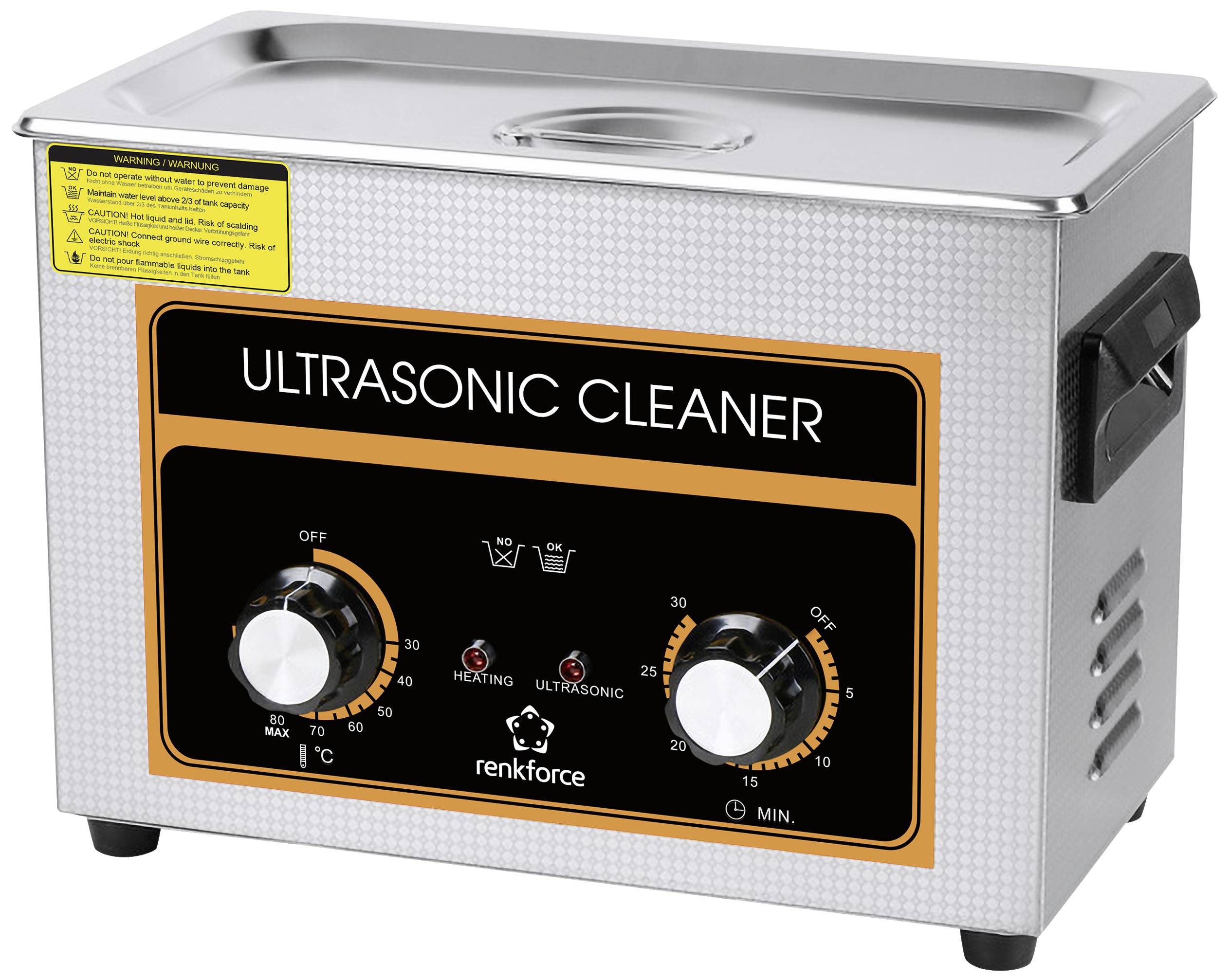Renkforce  ultrazvuková čistička, Šperky, do dílny, Kancelářské potřeby, 180 W, 4.5 l, s ohřevem, S čisticím košem