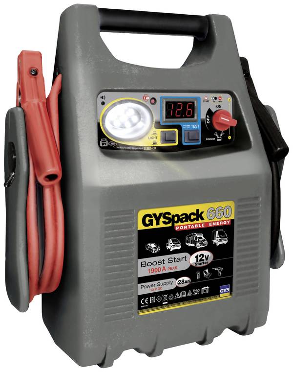GYS systém pro rychlé startování auta Gyspack 660, 027862, max. startovací proud 640 A, pracovní osvětlení, měnič napětí 230 V, elektronická ochrana a ochrana proti přepólování