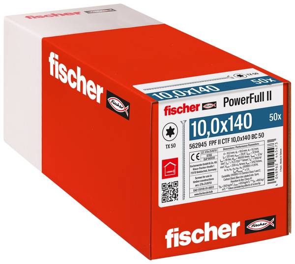 Fischer 562945 FPF II CTF 10,0 x 140 BC 50 šroub do dřeva 10 mm 140 mm TX     ocel galvanizováno zinkem 50 ks