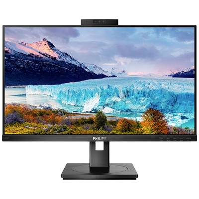 Monitor zobrazuje krajinu s zasněženými horami a velkým tyrkysovým ledovcem pod zataženou oblohou.