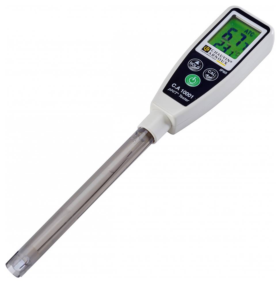 Digitální pH metr s LCD displejem zobrazuje hodnotu pH 6,17 a teplotu 23,7 stupňů Celsia, vhodný pro laboratorní použití.