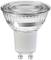 LED žárovka s paticí GU10 a reflektivním skleněným designem, vhodná pro energeticky úsporné osvětlení stropních lamp.