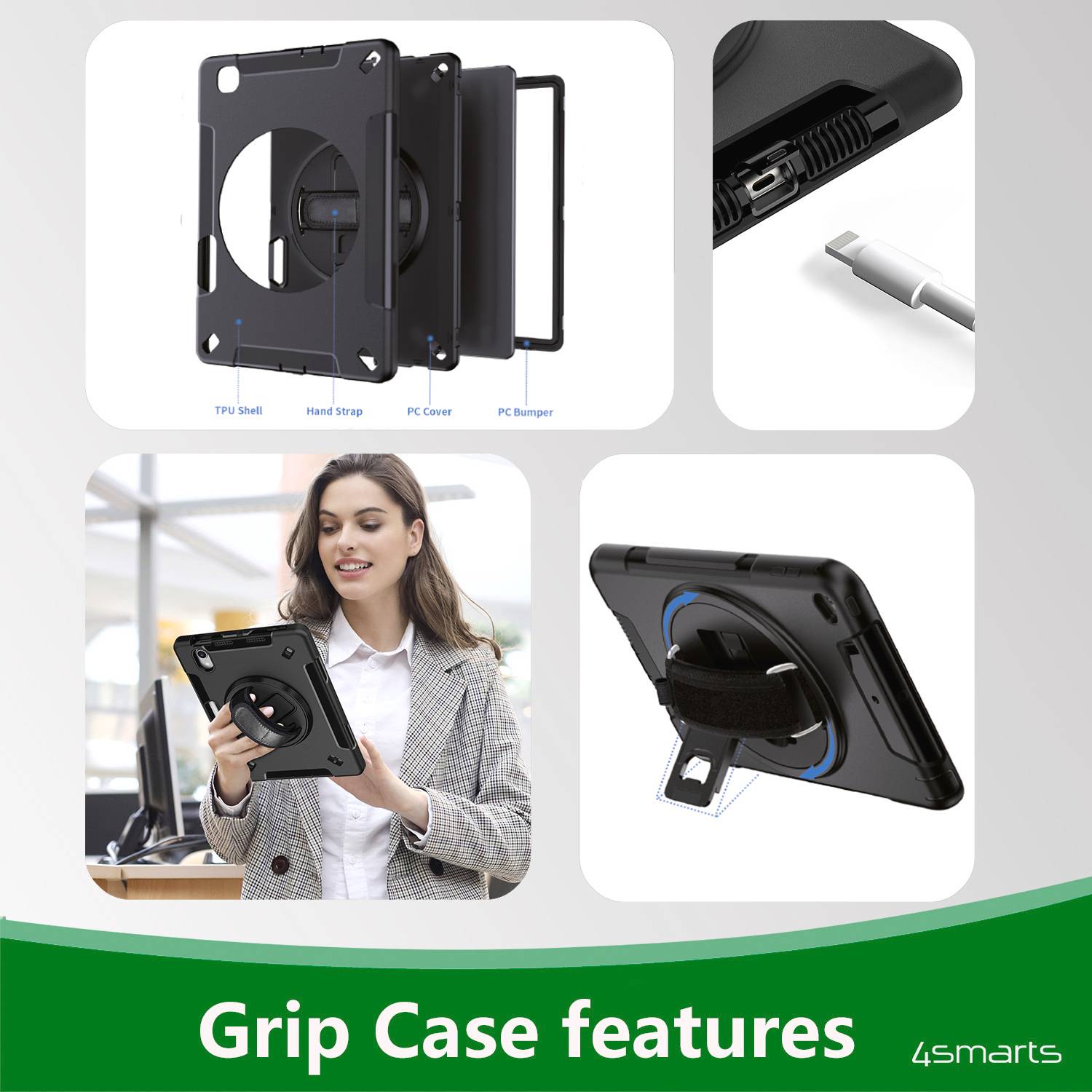 4Smarts Rugged Tablet GRIP obal na tablet Samsung Backcover černá-4