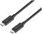 Černý USB-C kabel s logem Thunderboltu na obou koncovkách, vhodný pro rychlý přenos dat mezi kompatibilními zařízeními.