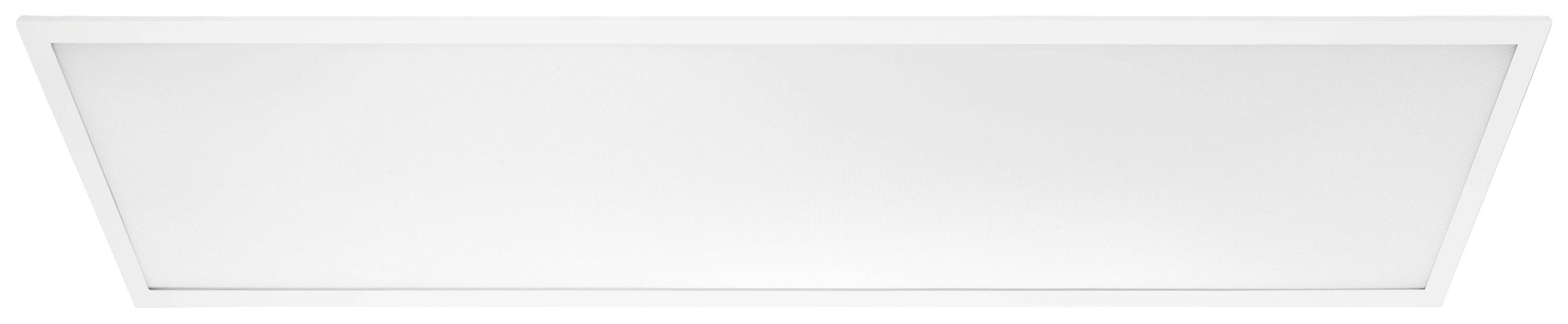 Obdélníkový, plochý LED panel s bílým rámečkem, vhodný pro montáž na strop v kancelářích nebo obytných prostorách pro osvětlení.
