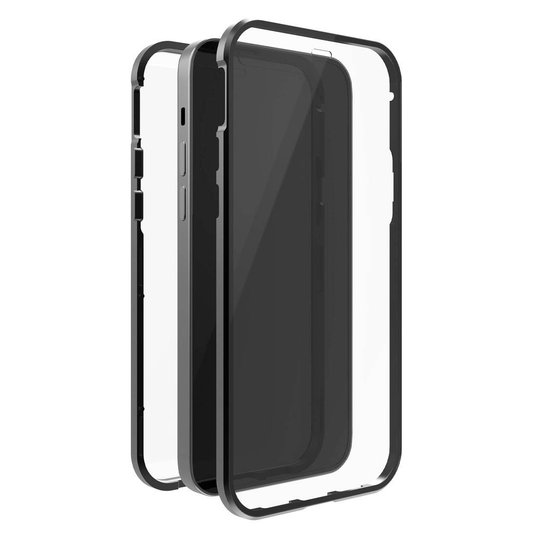 Ochranný kryt pro mobilní telefon, skládající se ze dvou transparentních dílů, které zařízení obklopují a chrání před poškozením.