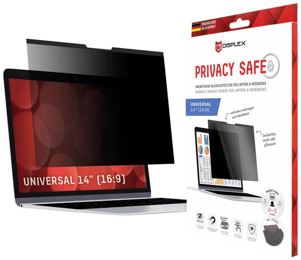 DISPLEX Privacy Safe fólie chránicí proti blikání obrazovky Notebook 35,6 cm (14") Formát obrazu: 16:9 01762 Universal
