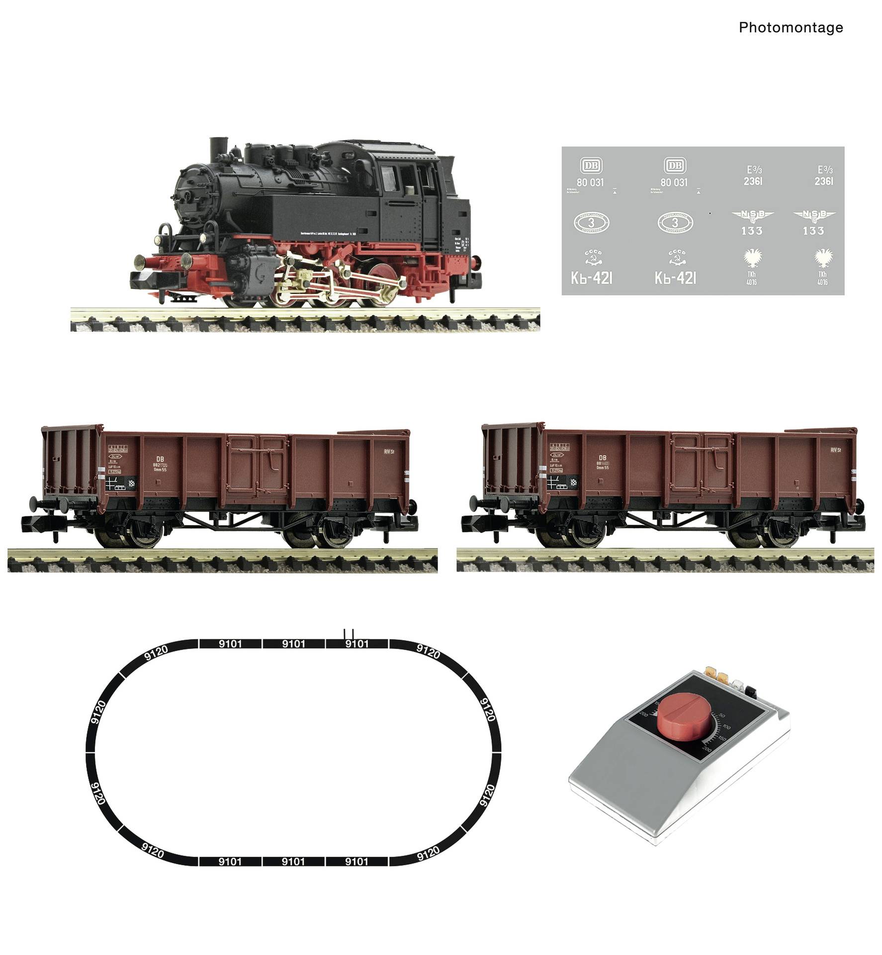 Fleischmann 5160002 Startovací set s parní lokomotivou a nákladním vlakem N Analog BR 80