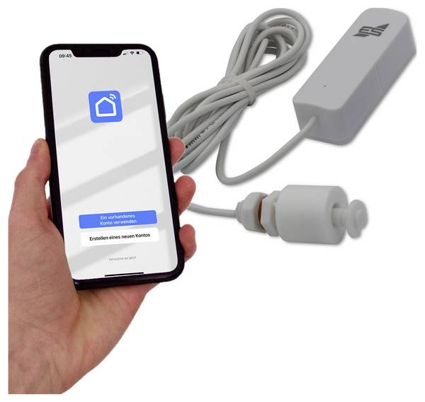Schabus 200150 WWD 150 Wireless Float switch detektor úniku vody  Ovládání přes aplikaci, s plovákovým spínačem na baterii