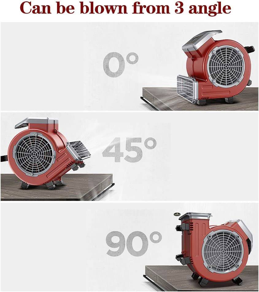 Větrací jednotka znázorněná ve třech úhlech: 0°, 45°, 90°. Funguje v různých úrovních náklonu pro optimální cirkulaci vzduchu.