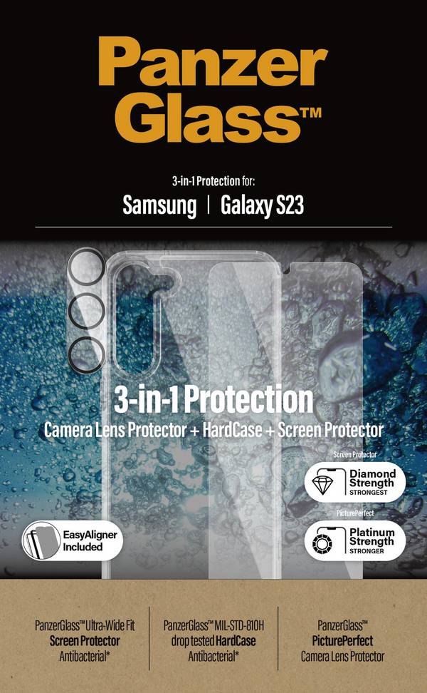PanzerGlass PANZERB0433+7315 ochranné sklo na displej smartphonu Samsung Galaxy S23 1 ks Chránící proti otiskům prstů, antibakteriální, odolné vůči poškrábání B0433+7315