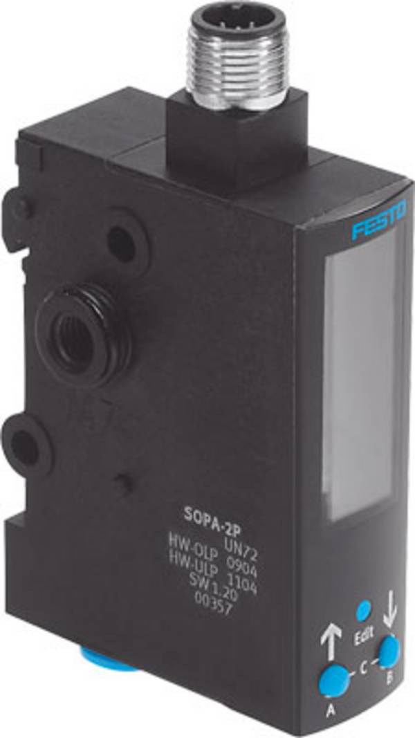 FESTO  snímač vzduchové mezery  1 ks  SOPA-M1-R1-HQ6-PNLK-VB-M12  0.8 bar do 1.6 bar  zástrčka  1 rozpínací kontakt, 1 spínací kontakt    Piece