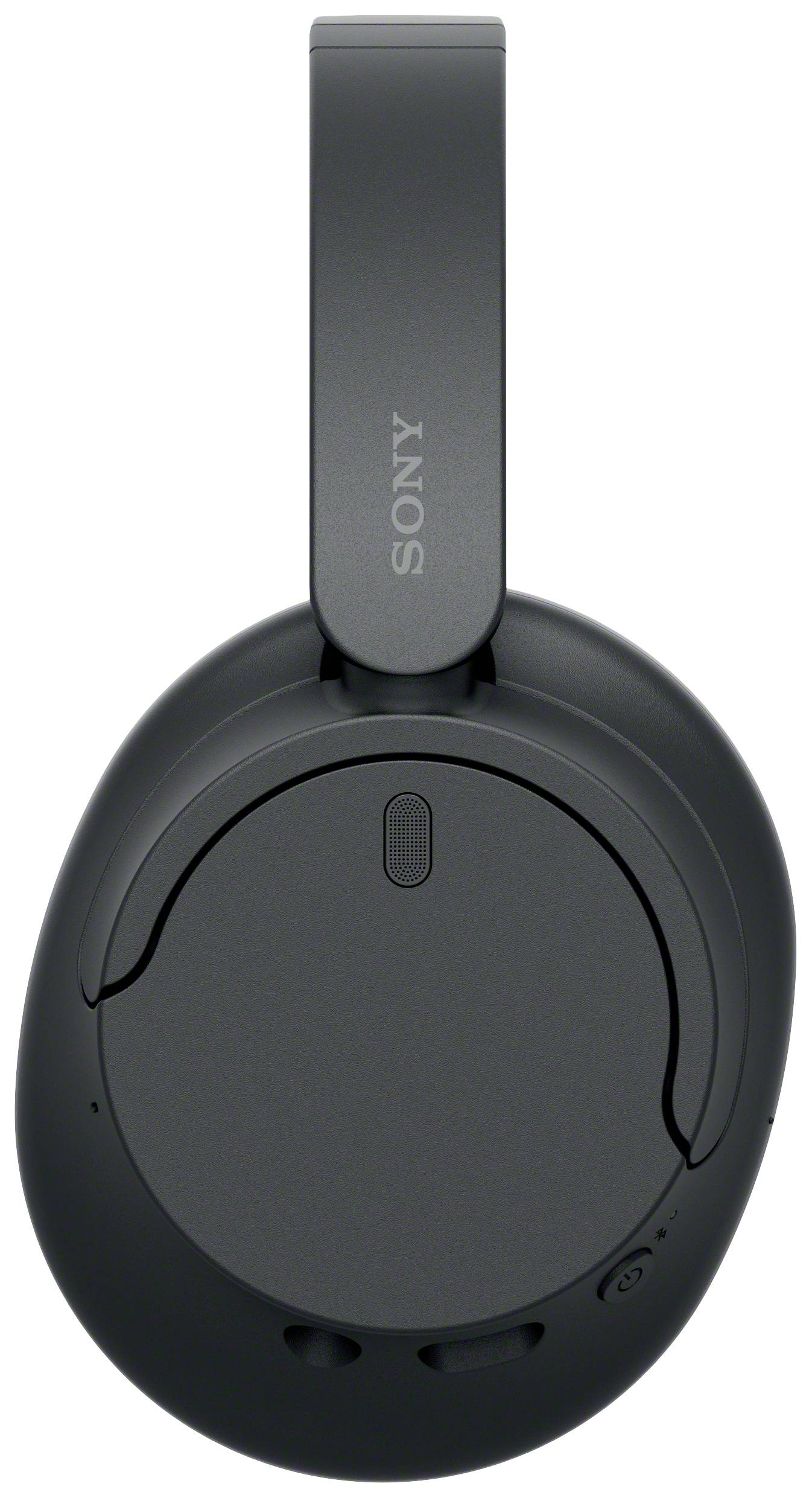 Černá sluchátka Sony s designem over-ear, viditelný nápis značky.
