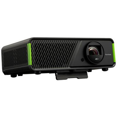 Černý 4K projektor s větracími otvory a velkým objektivem vpředu zajišťuje vysoce kvalitní reprodukci obrazu.
