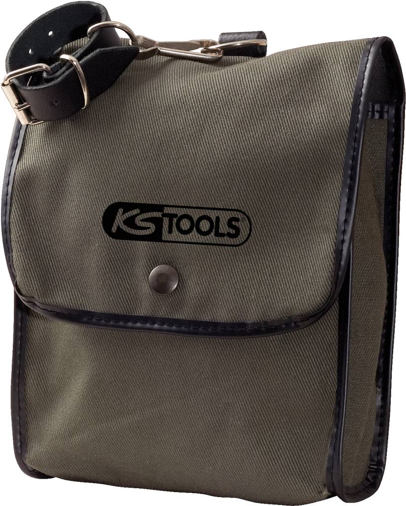 Zelená brašna na nářadí s černým logem 'KS Tools' a sponou na pásku.