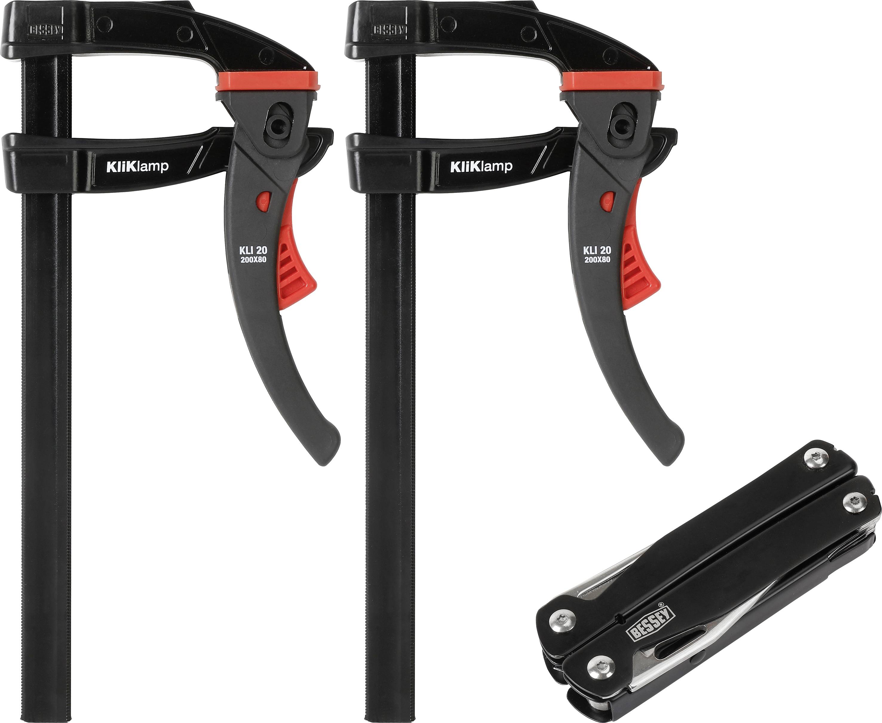 Páková svorka HighTech Klamp KLI vč Multifunkční nástroj Bessey KLI-SET-A Rozpětí (max.):200 mm  Délka vyložení:80 mm