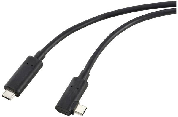 Renkforce optický Kabel USB-C USB 3.2 Gen2 USB-C ® zástrčka jednostranně zahnutý 10.00 m černá  RF-5625884
