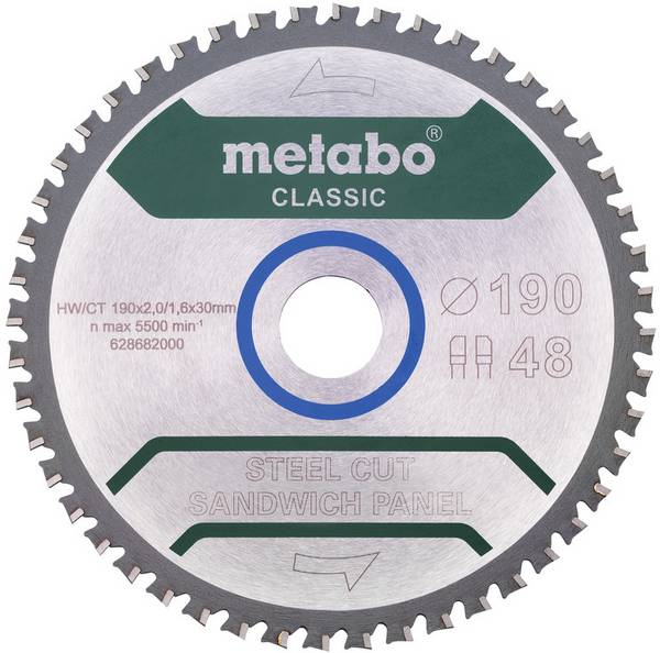 Metabo  628684000 pilový kotouč   190 x 30 mm Počet zubů (na palec): 48 1 ks