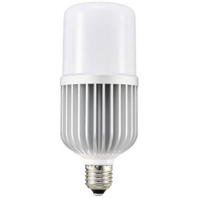 Moderní LED žárovka se stříbrným chladičem a patice E27, vhodná pro úsporné osvětlení.