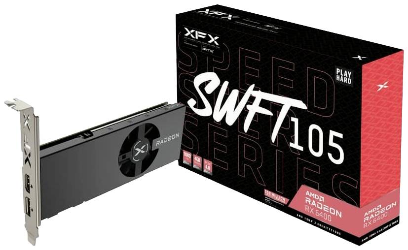 XFX grafická karta AMD Radeon RX 6400 SWFT105 Gaming 4 GB GDDR6-RAM PCIe HDMI™, DisplayPort nízký profil, AMD FreeSync-0