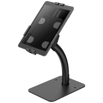 Stolní držák pro tablet. Černý, odolný, nastavitelný, vhodný pro montáž na stůl. Ideální pro prezentace nebo práci bez použití rukou.