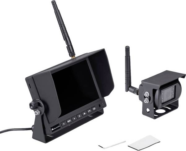 Midland Truck Guardian PRO bezdrátový couvací videosystém 4 kamerové vstupy, pomocné zobrazení vzdálenosti, dodatečný IR, integrovaný mikrofon pevná montáž, k přišroubování černá