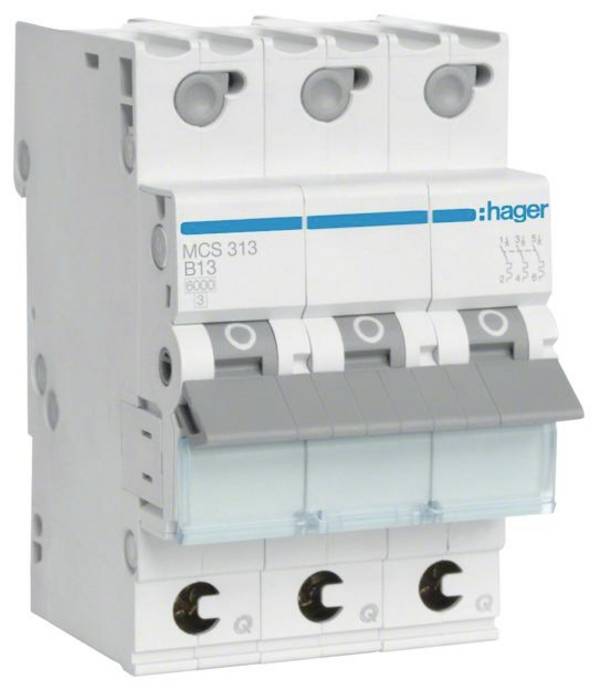 Hager MCS313 MCS313 elektrický jistič 3pólový 13 A 400 V