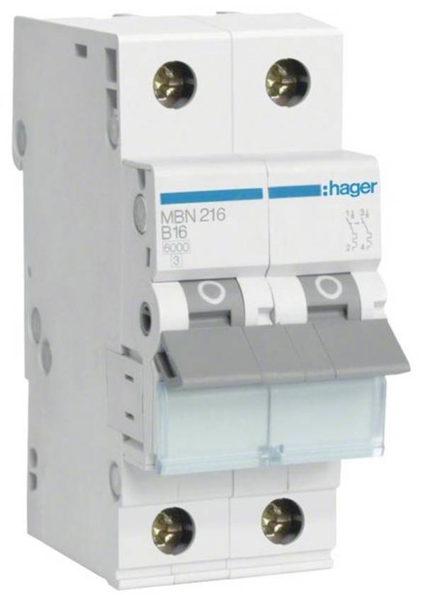 Hager MBN216 MBN216 elektrický jistič 2pólový 16 A 400 V