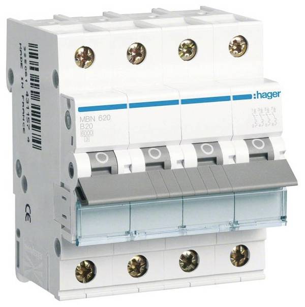 Hager MBN620 MBN620 elektrický jistič 4pólový 20 A 400 V