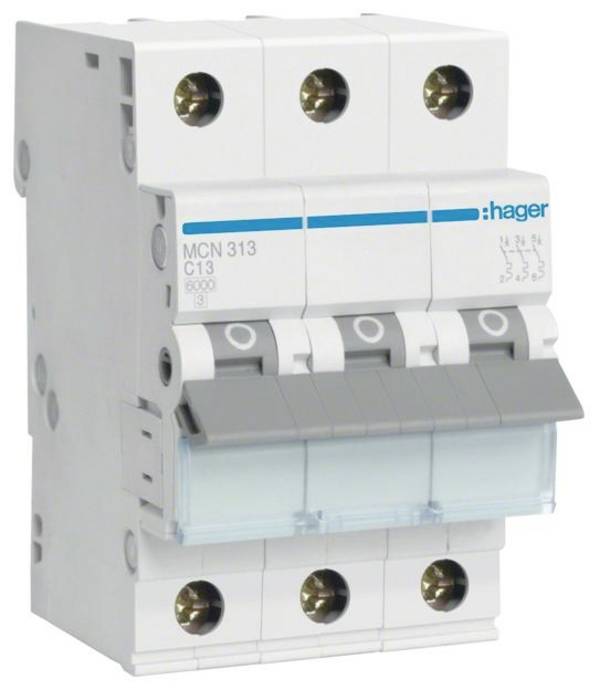 Hager MCN313 MCN313 elektrický jistič 3pólový 13 A 400 V