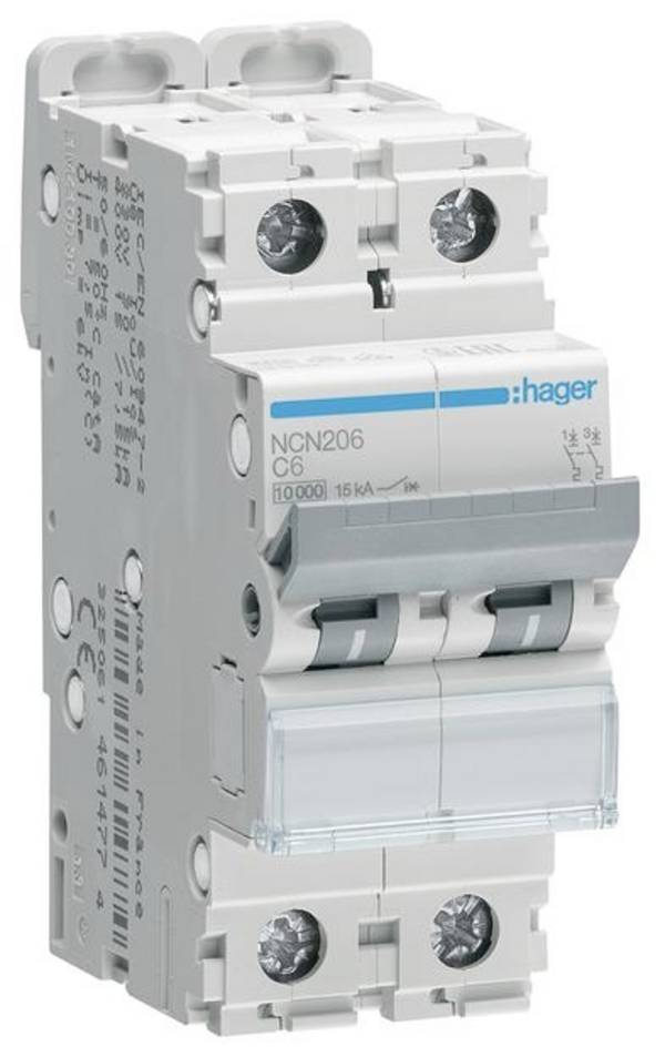 Hager NCN206 NCN206 elektrický jistič 2pólový 6 A 400 V