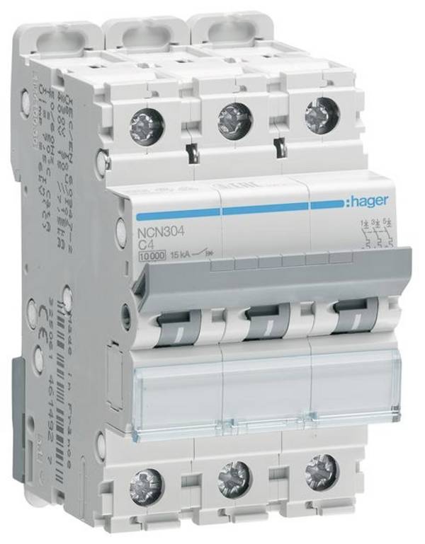 Hager NCN304 NCN304 elektrický jistič 3pólový 4 A 400 V