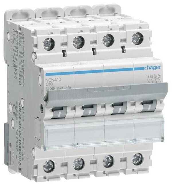 Hager NCN410 NCN410 elektrický jistič 4pólový 10 A 400 V