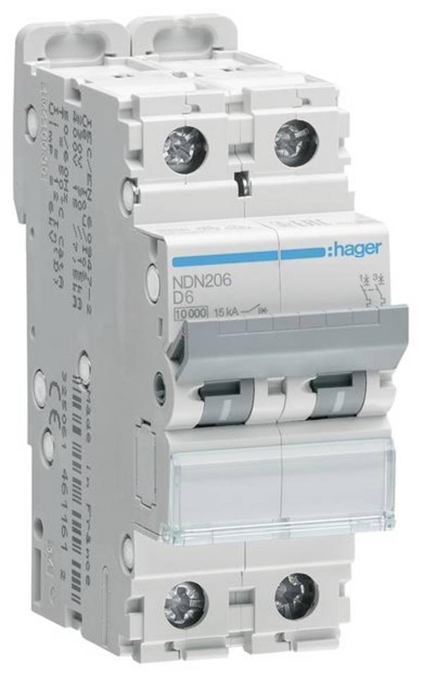Hager NDN206 NDN206 elektrický jistič 2pólový 6 A 400 V