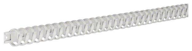 Dlouhý, flexibilní kabelový kanál v bílé barvě, určený pro organizaci kabelů pod psacími stoly. Ideální pro kancelářské nebo domácí pracovní prostory.