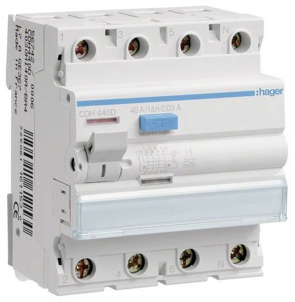 Hager CDH440D CDH440D proudový chránič 4pólový 40 A 0.03 A 400 V