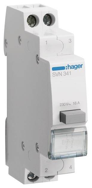 Obrázek jističe Hager SVN 341 s technickými specifikacemi 230V~ 16A.