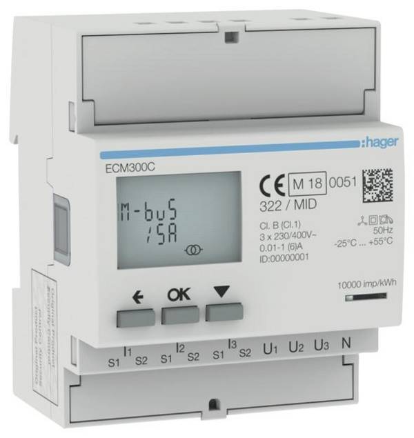 Hager ECM300C Elektroměr třífázového střídavého proudu digitální Úředně schválený: Ano 1 ks