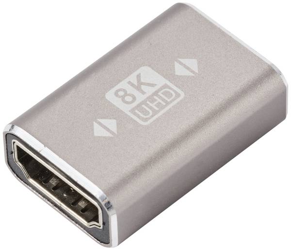 SpeaKa Professional SP-11301992 HDMI adaptér [1x HDMI zásuvka - 1x HDMI zásuvka] šedá UHD 8K @ 60 Hz, UHD 4K @ 120 Hz hliníková zástrčka